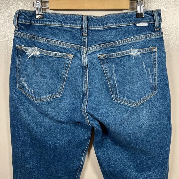 Boyish Tommy Stretch High Rise Straight Jeans Size 31 Ankle Frayed Hem Blue - Picture 11 of 13